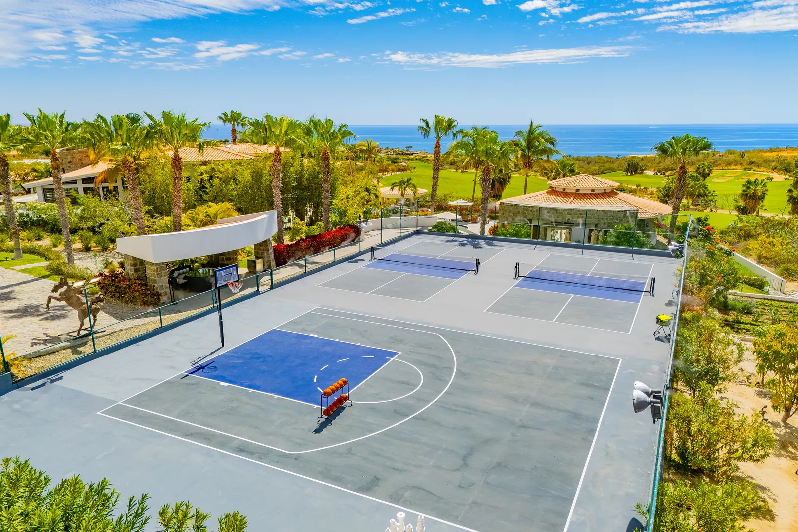 Private sports complex with ocean view