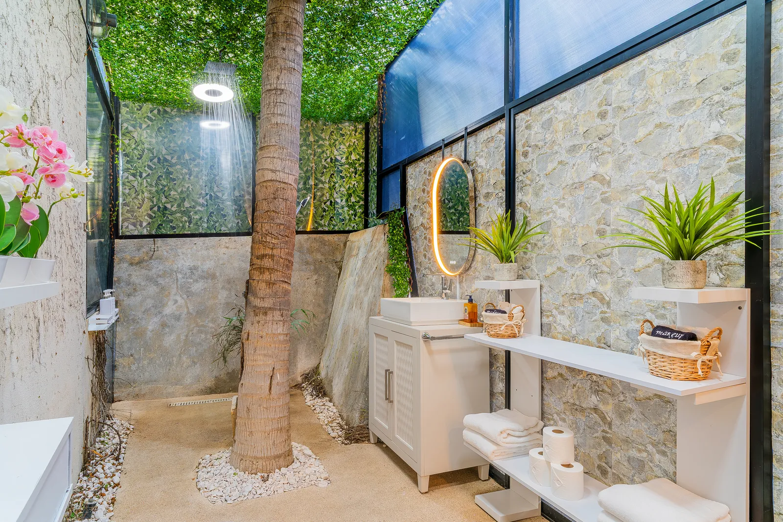 Ubud-inspired rainforest spa bathroom