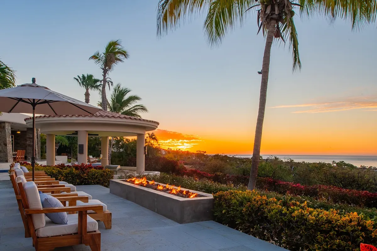 Firepit terrace at sunset
